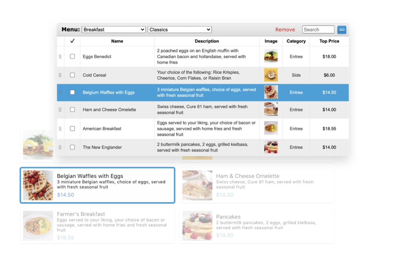 Smart Dining before redesign